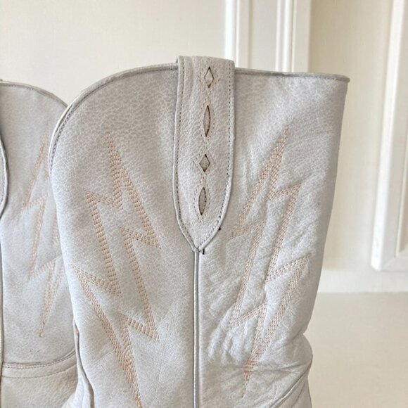 Mexicana Free People Lightning Strikes White Leather Western Boots Sz 8 - Picture 3 of 12